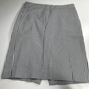 J Crew No 2 Pencil Skirt Womens Size 4 Navy Blue White Striped Seersucker